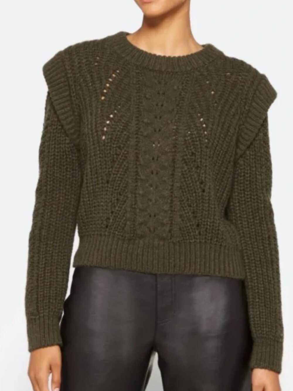 VIGOSS Women's Crew Neck Chunky Sweater in Olive Size XL NWT
